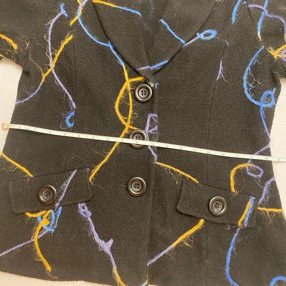 Luciano Dante Jacket Womens Size M Black with Yarn detail 100% Wool Coat black - Picture 6 of 10